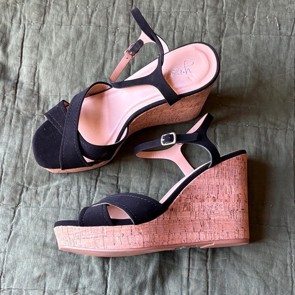 Black Wedge Sandals